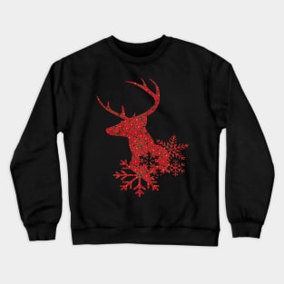 Red Poinsettia Christmas Deer Crewneck Sweatshirt